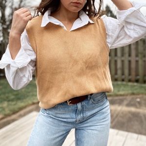 Vintage Izod Golden Yellow Pull Over Knit Vest